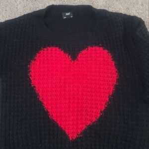 Black knitted red heart sweater